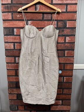 Bardot Champagne  Mini Dress with Spaghetti Straps